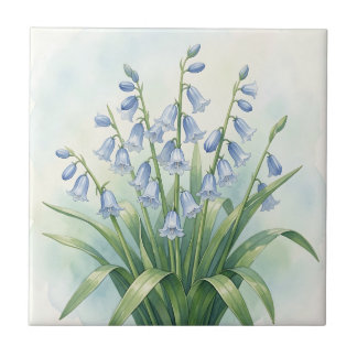 Bloemschildering van Blauwe Klokjes in Botanische  Tegeltje