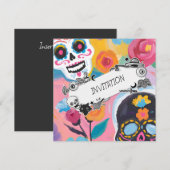 Bloemschildering van suikerschedel kaart (Voorkant / Achterkant)