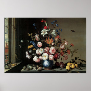 Bloemschilderkunst met rozen lelies poster