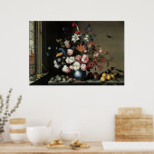 Bloemschilderkunst met rozen lelies poster (Keuken)