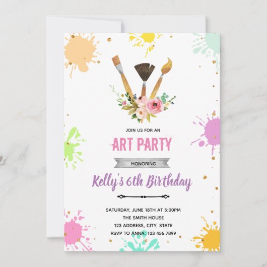 Bloemschilderkunst uitnodiging (Voorkant)