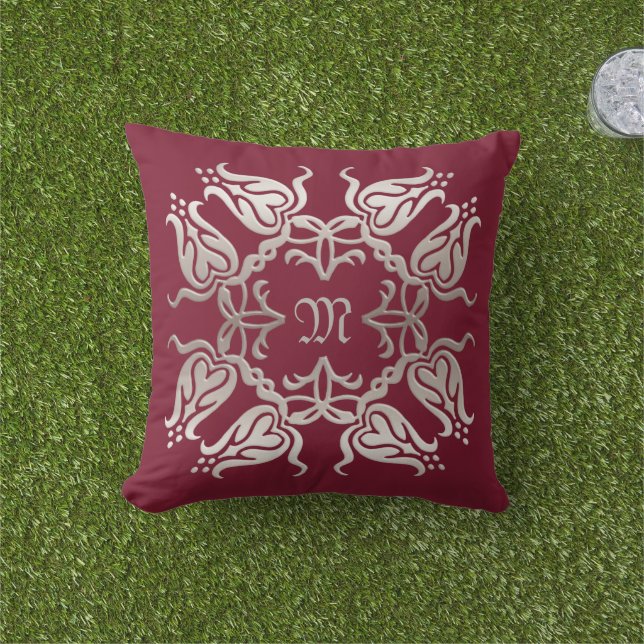 Bloemschors gouden element.monogram. buitenkussen (Gras)