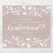 Bloemschrift Be My Bridesmaid Bottle Sparkling Wijnetiket (Enkel label)