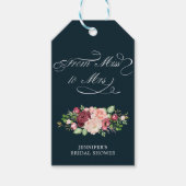 bloemschrift van juffrouw naar mevrouw bruids douc cadeaulabel (Voorkant)