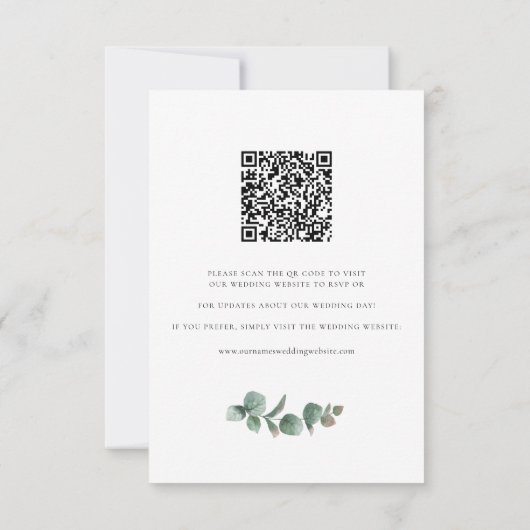Bloemschrift Zonnebloem QR Code Bruiloft RSVP Kaartje (Achterkant)
