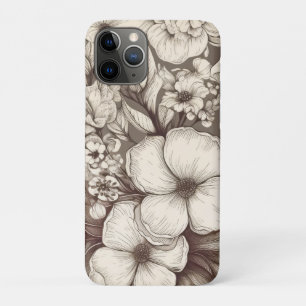 bloemsepiapatroon (10) iPhone 11 pro hoesje