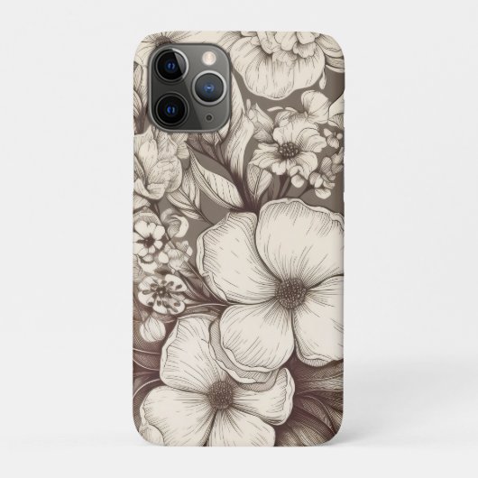 bloemsepiapatroon (10) Case-Mate iPhone case (Achterkant)
