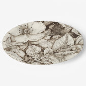 bloemsepiapatroon (10) papieren bordje (Gekanteld)