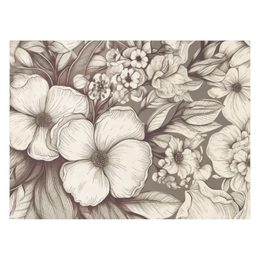 bloemsepiapatroon (10) tafelkleed (Voorkant (Horizontaal))