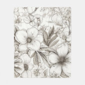  bloemsepiapatroon (11) fleece deken (Voorkant)