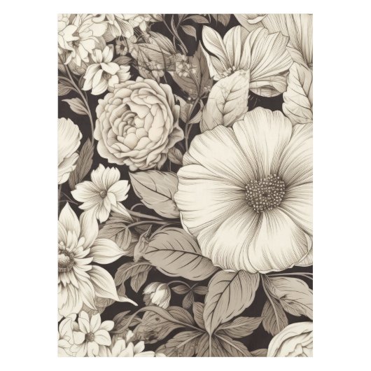 bloemsepiapatroon (12) tafelkleed (Voorkant)