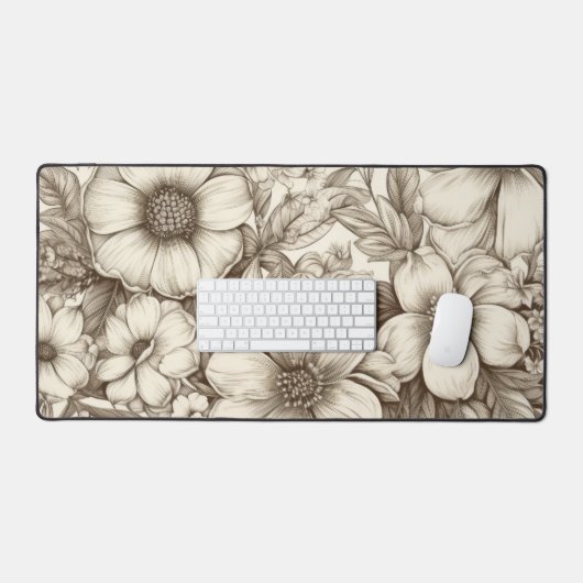 bloemsepiapatroon (13) bureaumat (Keyboard & Muis)