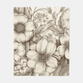  bloemsepiapatroon (13) fleece deken (Voorkant)