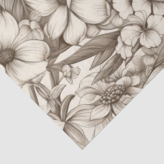 bloemsepiapatroon (13) tissuepapier (Detail)