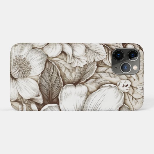 bloemsepiapatroon (15) Case-Mate iPhone case (Achterkant (horizontaal))