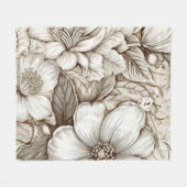 bloemsepiapatroon (15) fleece deken (Voorkant (Horizontaal))