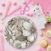  bloemsepiapatroon (15) papieren bordje (Feest)