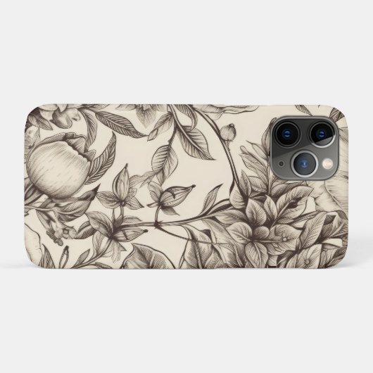  bloemsepiapatroon (2) Case-Mate iPhone case (Achterkant (horizontaal))