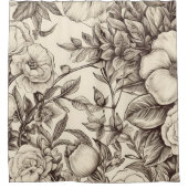 bloemsepiapatroon (2) douchegordijn (Voorkant)