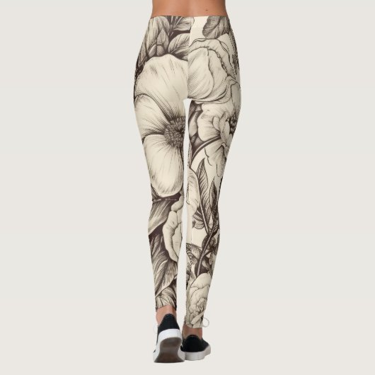 bloemsepiapatroon (2) leggings (Achterkant)
