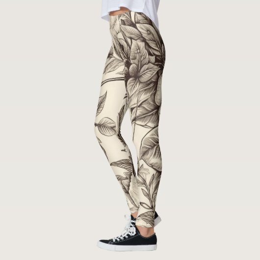 bloemsepiapatroon (2) leggings (Links)