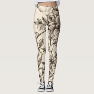 bloemsepiapatroon (2) leggings