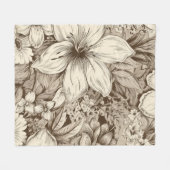 bloemsepiapatroon (3) fleece deken (Voorkant (Horizontaal))