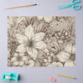  bloemsepiapatroon (3) tissuepapier (Craft)