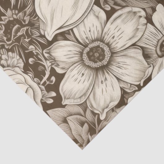 bloemsepiapatroon (3) tissuepapier (Detail)