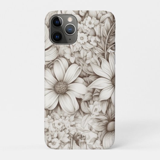  bloemsepiapatroon (5) Case-Mate iPhone case (Achterkant)