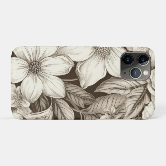 bloemsepiapatroon (6) Case-Mate iPhone case (Achterkant (horizontaal))