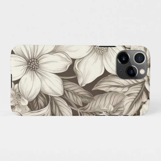 bloemsepiapatroon (6) iPhone hoesje (Achterkant horizontaal)