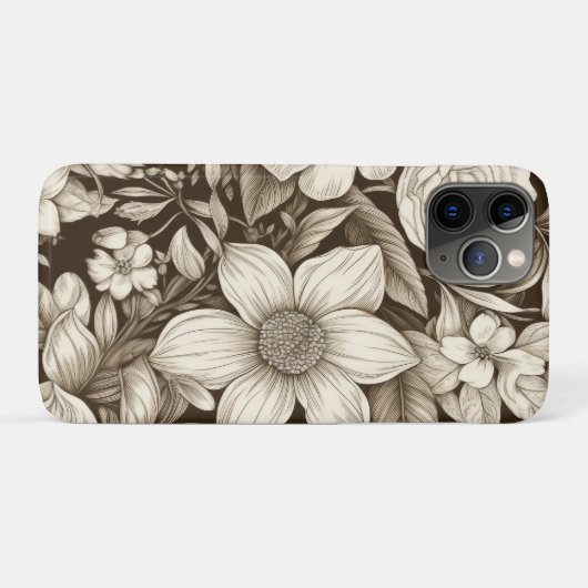  bloemsepiapatroon (7) Case-Mate iPhone case (Achterkant (horizontaal))