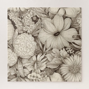 bloemsepiapatroon (8) legpuzzel