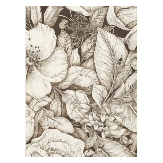  bloemsepiapatroon (9) tafelkleed (Voorkant)