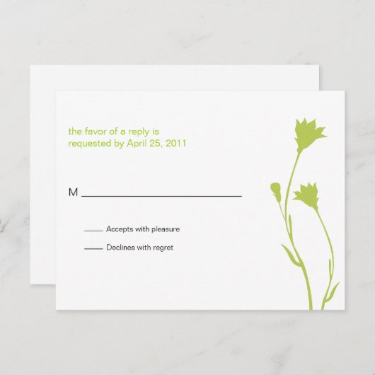 Bloemsilhouet RSVP Uitnodiging Briefkaart (Voorkant / Achterkant)