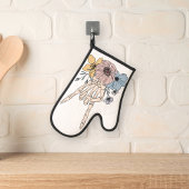 Bloemsteen op skelet Hand Oven Mitt Ovenwant