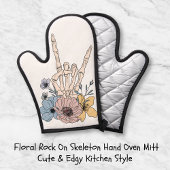 Bloemsteen op skelet Hand Oven Mitt Ovenwant