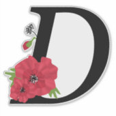Bloemstel, monogram D, letter D, bloemen, monogr Sticker (Voorkant)