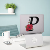 Bloemstel, monogram P, letter P, bloemen, monogra Sticker (Laptop op bureau)
