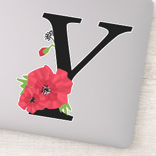 Bloemstel, monogram Y, letter Y, bloemen, monogra Sticker