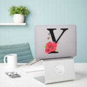 Bloemstel, monogram Y, letter Y, bloemen, monogra Sticker (Laptop op bureau)