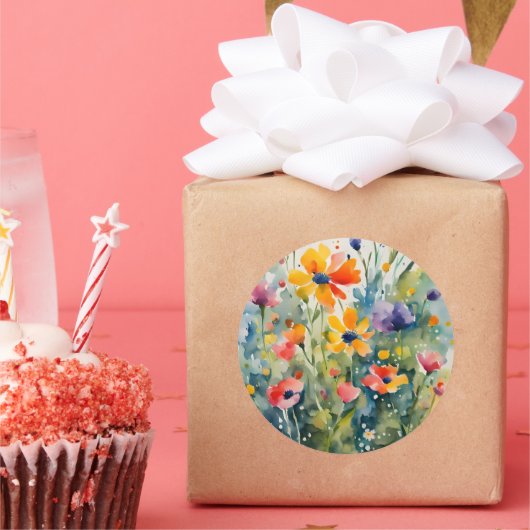Bloemstickers Ronde Sticker (Feest)