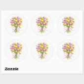 Bloemstickers Tulpenboeket Ronde Sticker (Vel)