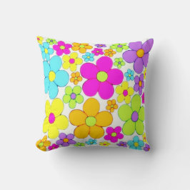Bloemstijl uit de jaren zeventig kussen