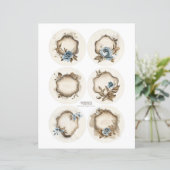 Bloemstof Dusty Blue Ephemera Labels Set (Staand voorkant)