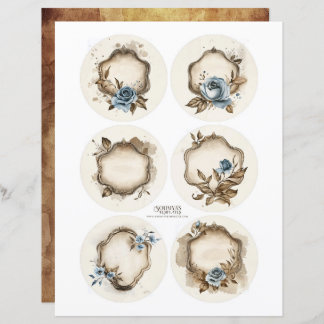 Bloemstof Dusty Blue Ephemera Labels Set