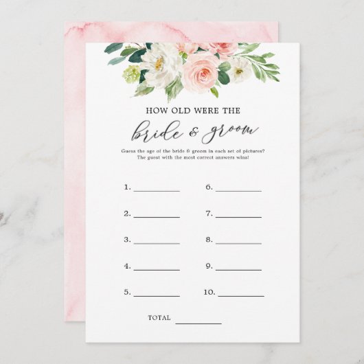 Bloemstuk Hoe oud waren de bruid en bruidegom spel Kaart (Voorkant / Achterkant)