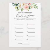 Bloemstuk Hoe oud waren de bruid en bruidegom spel Kaart (Voorkant)