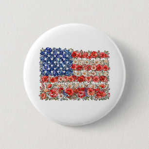 Bloemstuk in de vorm van de Amerikaanse vlag voor Ronde Button 5,7 Cm